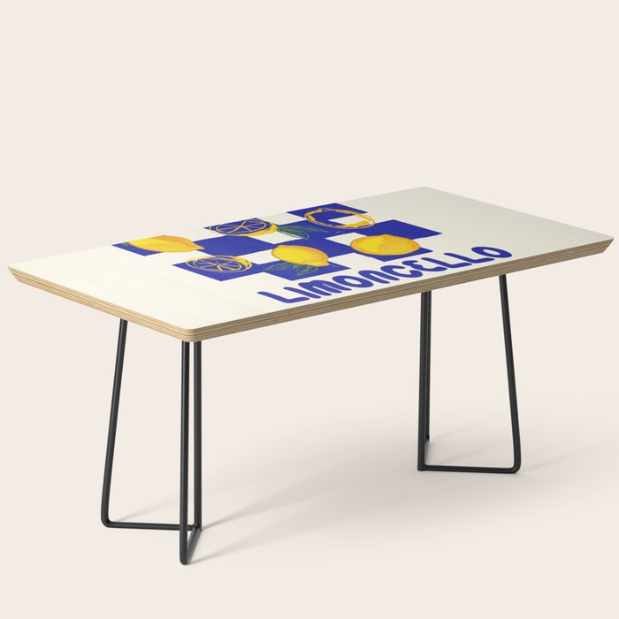 Limoncello Retro Blue Checkered Lemon Coffee Table Gallery Image 1