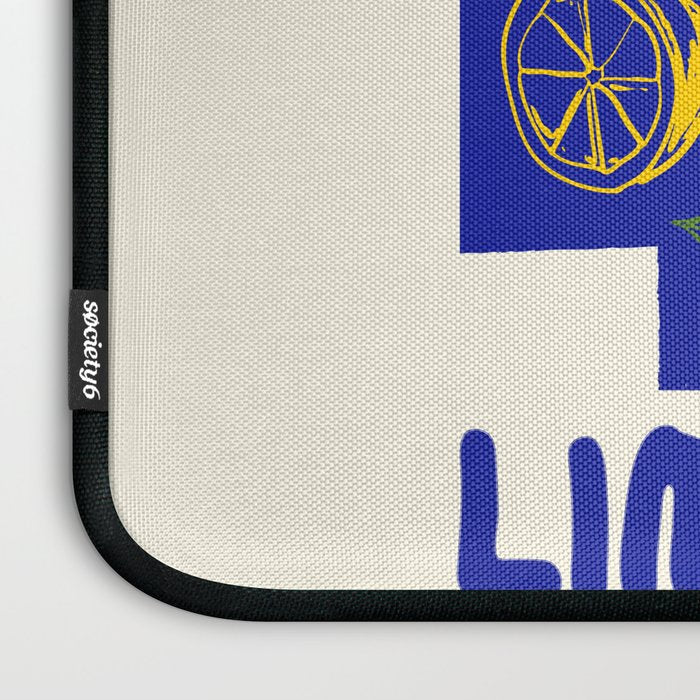 Limoncello Retro Blue Checkered Lemon Laptop Sleeve Gallery Image 3