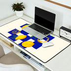 Limoncello Retro Blue Checkered Lemon Desk Mat Gallery Image 2