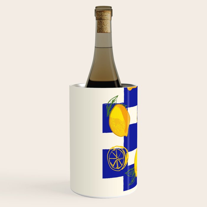 Limoncello Retro Blue Checkered Lemon Wine Chiller Gallery Image 2