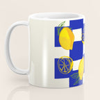 Limoncello Retro Blue Checkered Lemon Coffee Mug Gallery Image 3