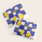 Limoncello Retro Blue Checkered Lemon Pillow Sham Gallery Image 3
