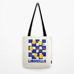 Limoncello Retro Blue Checkered Lemon Tote Bag Gallery Image 2