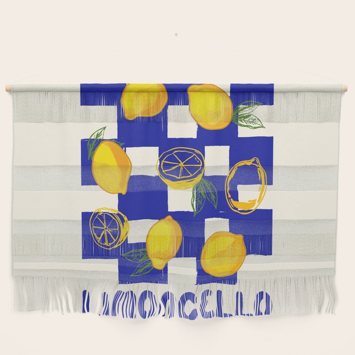Limoncello Retro Blue Checkered Lemon Wall Hanging Gallery Image 1