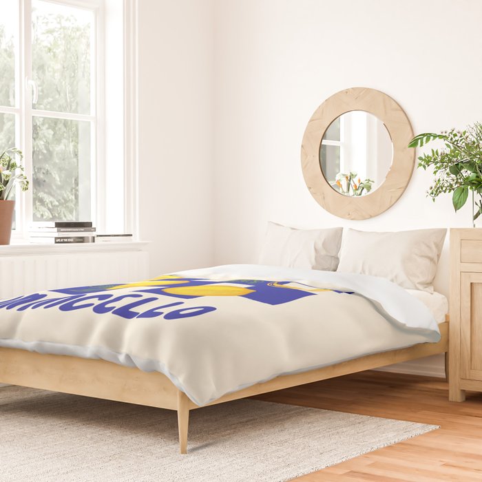 Limoncello Retro Blue Checkered Lemon Duvet Cover Gallery Image 2
