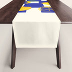 Limoncello Retro Blue Checkered Lemon Table Runner Gallery Image 1