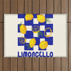 Limoncello Retro Blue Checkered Lemon Outdoor Rug Gallery Image 1