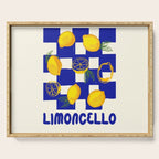 Limoncello Retro Blue Checkered Lemon Serving Tray Gallery Image 1