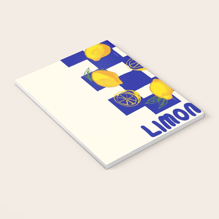 Limoncello Retro Blue Checkered Lemon Notebook Gallery Image 3