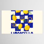 Limoncello Retro Blue Checkered Lemon Tablecloth Gallery Image 2