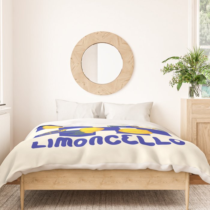 Limoncello Retro Blue Checkered Lemon Duvet Cover Gallery Image 3