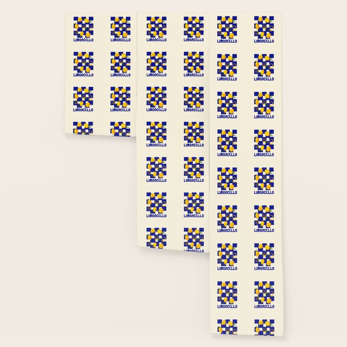 Limoncello Retro Blue Checkered Lemon Wallpaper Gallery Image 3
