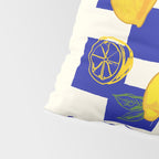 Limoncello Retro Blue Checkered Lemon Pillow Sham Gallery Image 4