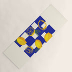 Limoncello Retro Blue Checkered Lemon Yoga Mat Gallery Image 1