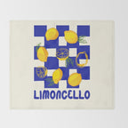 Limoncello Retro Blue Checkered Lemon Throw Blanket Gallery Image 2