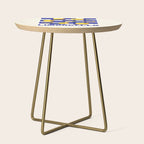 Limoncello Retro Blue Checkered Lemon Side Table Gallery Image 1