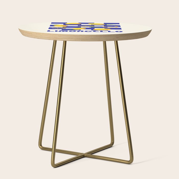 Limoncello Retro Blue Checkered Lemon Side Table Gallery Image 1