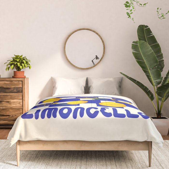 Limoncello Retro Blue Checkered Lemon Comforter Gallery Image 3