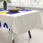 Limoncello Retro Blue Checkered Lemon Tablecloth Gallery Image 3