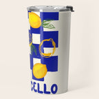 Limoncello Retro Blue Checkered Lemon Travel Mug Gallery Image 2