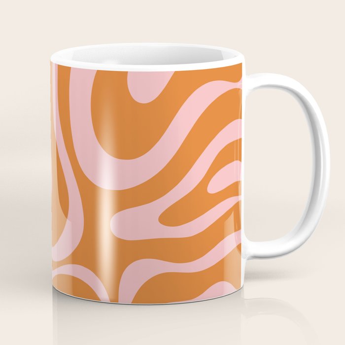 Liquid Candy Retro Swirl Abstract Pattern in Orange and Pink Coffee Mug Gallery Image 1