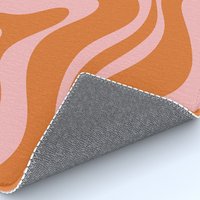Liquid Candy Retro Swirl Abstract Pattern in Orange and Pink Rug Gallery Image 4