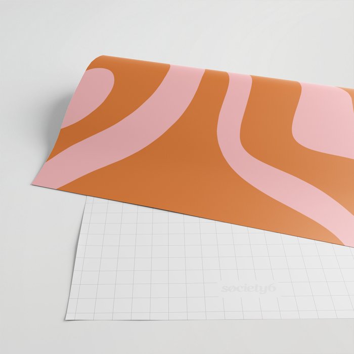 Liquid Candy Retro Swirl Abstract Pattern in Orange and Pink Wrapping Paper Gallery Image 2