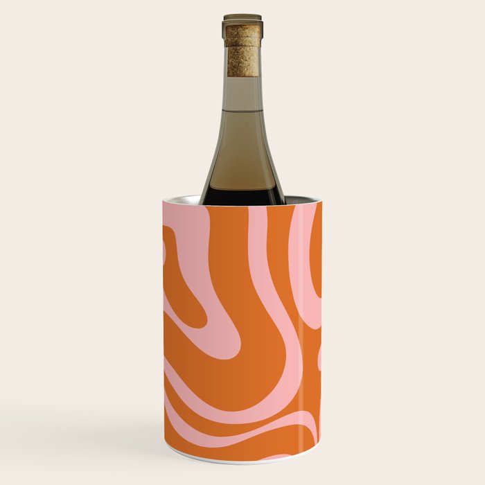 Liquid Candy Retro Swirl Abstract Pattern in Orange and Pink Wine Chiller Gallery Image 1