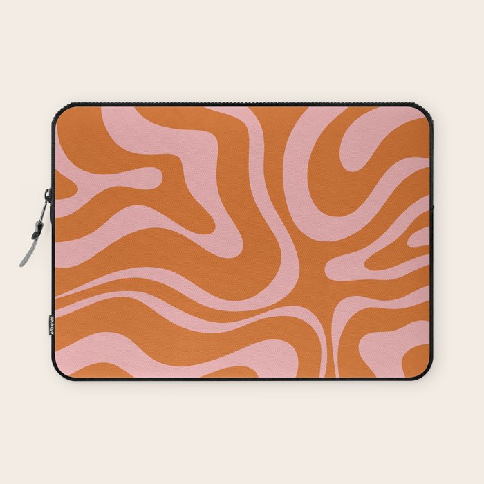 Liquid Candy Retro Swirl Abstract Pattern in Orange and Pink Laptop Sleeve Gallery Image 1