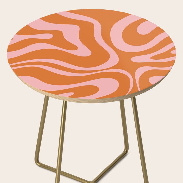 Liquid Candy Retro Swirl Abstract Pattern in Orange and Pink Side Table Gallery Image 2