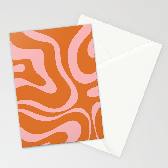 Liquid Candy Retro Swirl Abstract Pattern in Orange and Pink Stationery Card Gallery Image 2