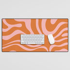 Liquid Candy Retro Swirl Abstract Pattern in Orange and Pink Desk Mat Gallery Image 1