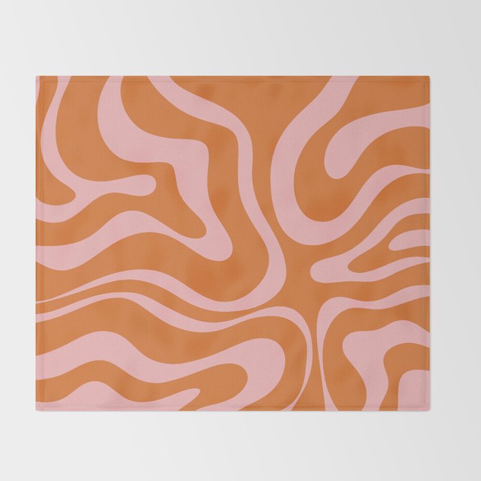 Liquid Candy Retro Swirl Abstract Pattern in Orange and Pink Throw Blanket Gallery Image 2