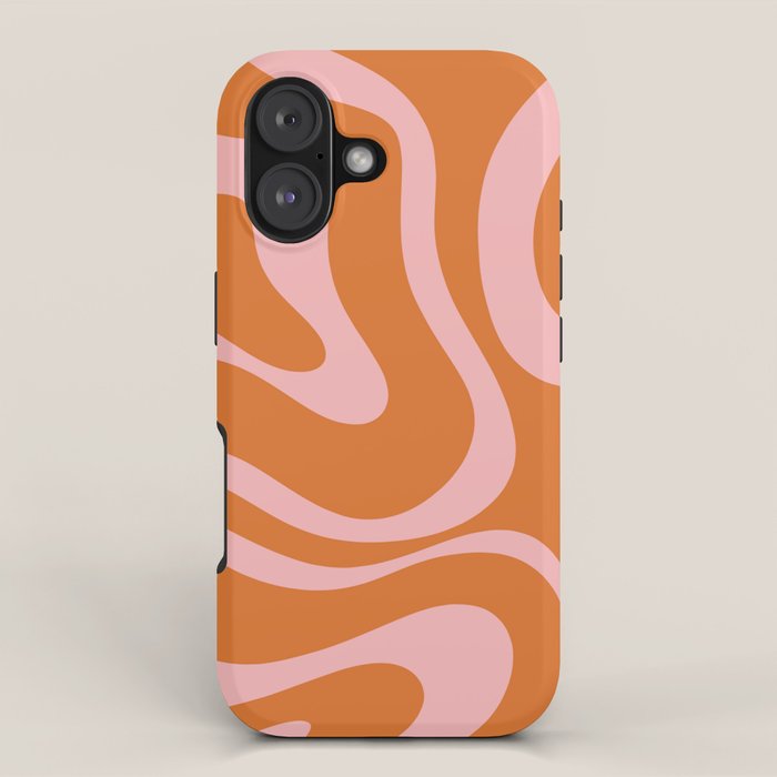 Liquid Candy Retro Swirl Abstract Pattern in Orange and Pink iPhone Case Gallery Image 1