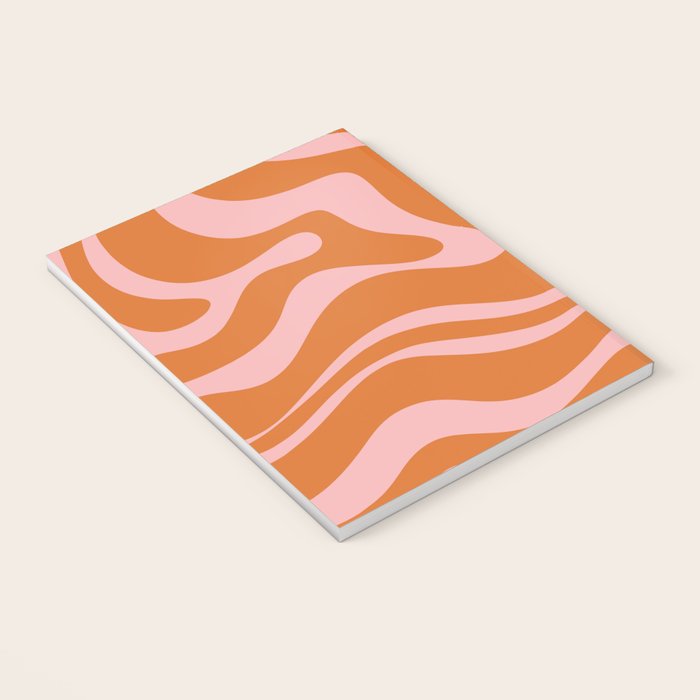 Liquid Candy Retro Swirl Abstract Pattern in Orange and Pink Notebook Gallery Image 3