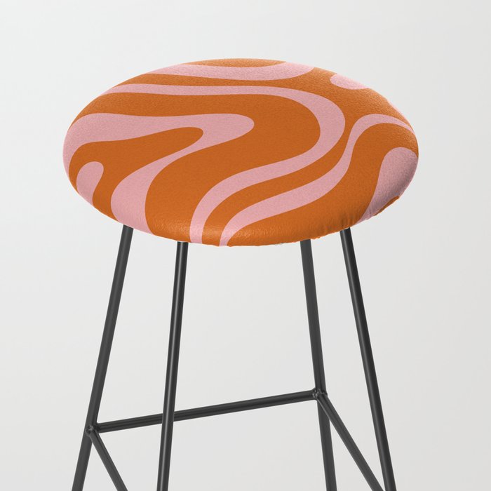 Liquid Candy Retro Swirl Abstract Pattern in Orange and Pink Stool Gallery Image 2