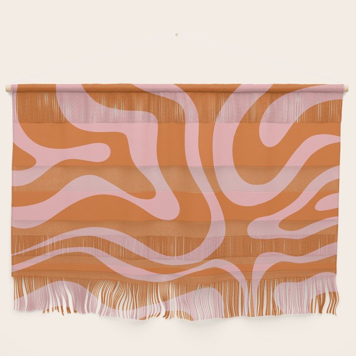 Liquid Candy Retro Swirl Abstract Pattern in Orange and Pink Wall Hanging Gallery Image 1