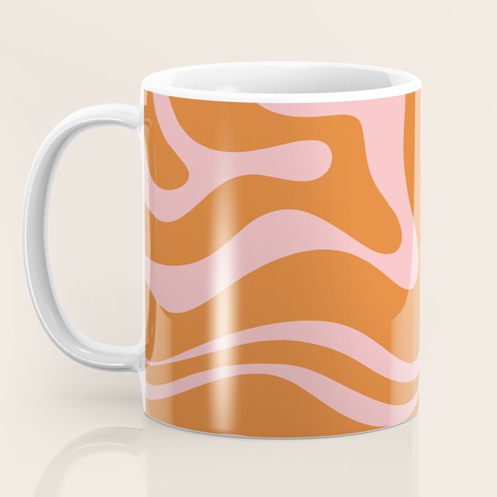 Liquid Candy Retro Swirl Abstract Pattern in Orange and Pink Coffee Mug Gallery Image 3