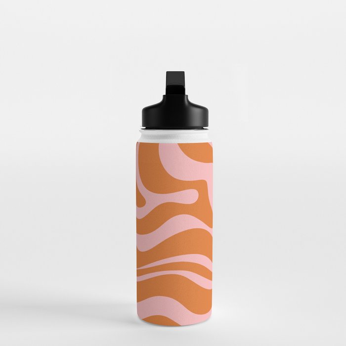 Liquid Candy Retro Swirl Abstract Pattern in Orange and Pink Water Bottle Gallery Image 3