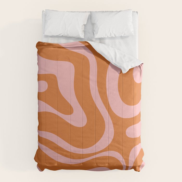 Liquid Candy Retro Swirl Abstract Pattern in Orange and Pink Comforter Gallery Image 1