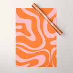 Liquid Candy Retro Swirl Abstract Pattern in Orange and Pink Wrapping Paper Gallery Image 1