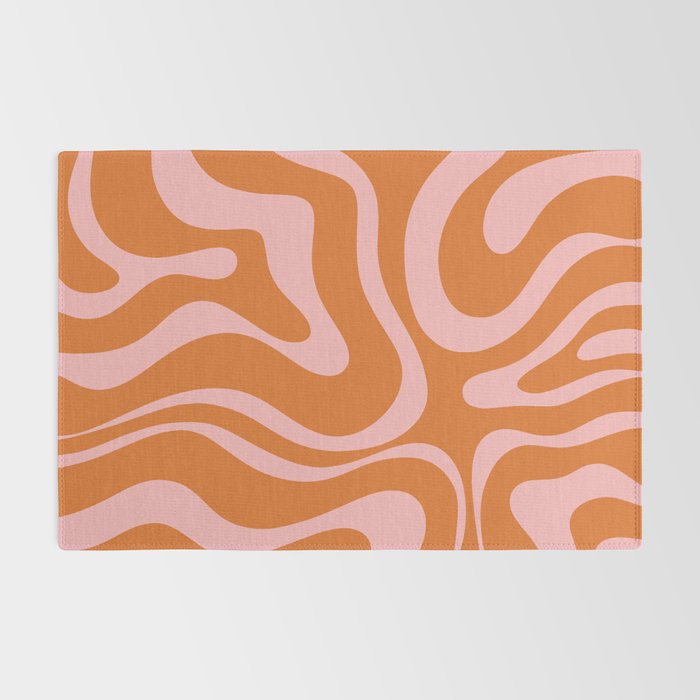 Liquid Candy Retro Swirl Abstract Pattern in Orange and Pink Rug Gallery Image 2