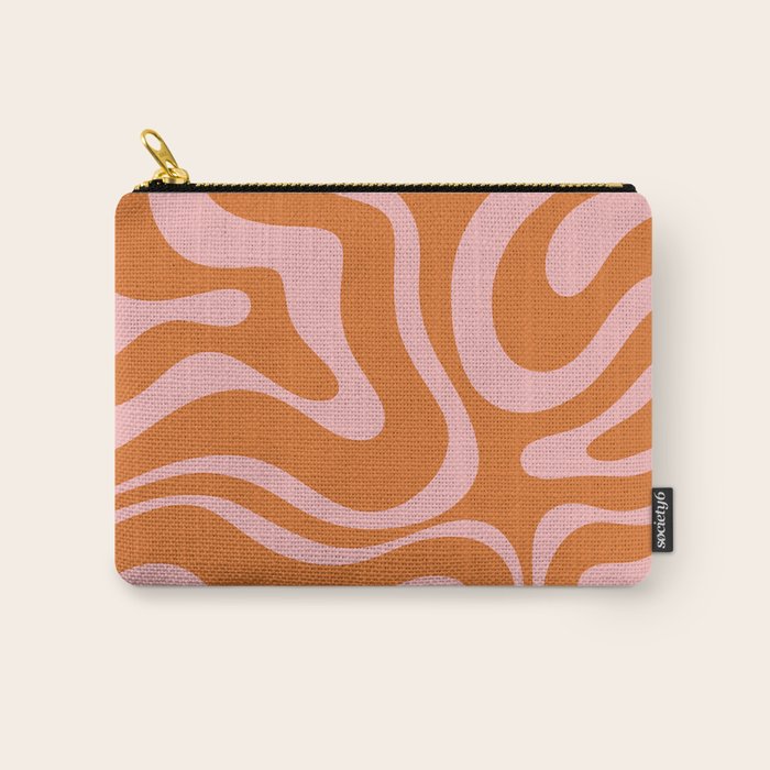 Liquid Candy Retro Swirl Abstract Pattern in Orange and Pink Carry All Pouch Gallery Image 1