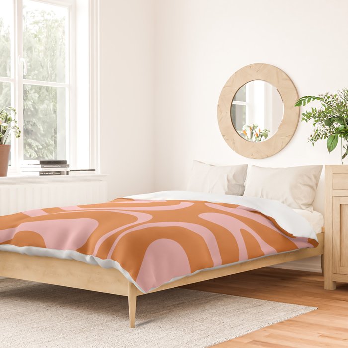 Liquid Candy Retro Swirl Abstract Pattern in Orange and Pink Duvet Cover Gallery Image 2
