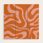 Liquid Candy Retro Swirl Abstract Pattern in Orange and Pink Wood Wall Art Gallery Image 1