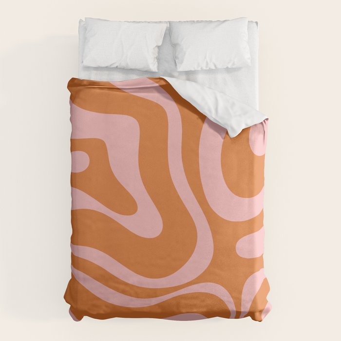 Liquid Candy Retro Swirl Abstract Pattern in Orange and Pink Duvet Cover Gallery Image 1