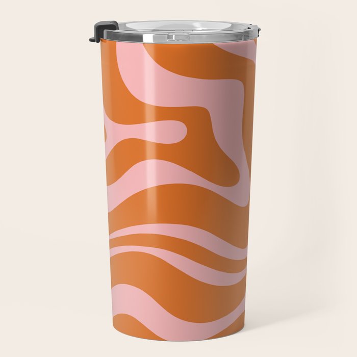 Liquid Candy Retro Swirl Abstract Pattern in Orange and Pink Travel Mug Gallery Image 3