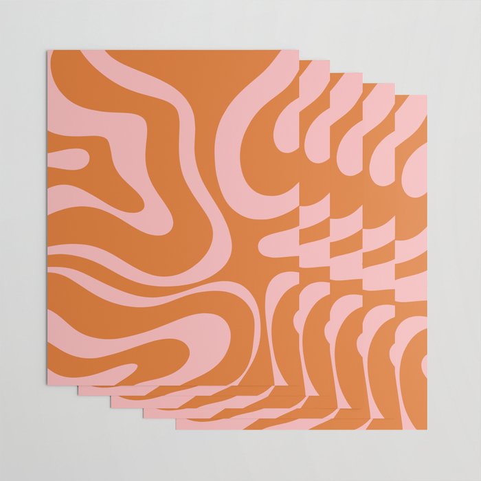 Liquid Candy Retro Swirl Abstract Pattern in Orange and Pink Wrapping Paper Gallery Image 3