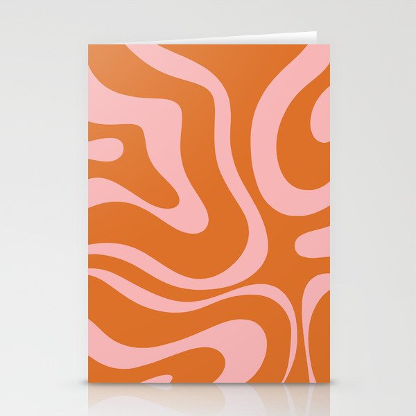 Liquid Candy Retro Swirl Abstract Pattern in Orange and Pink Stationery Card Gallery Image 1