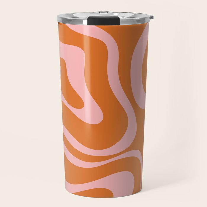 Liquid Candy Retro Swirl Abstract Pattern in Orange and Pink Travel Mug Gallery Image 1